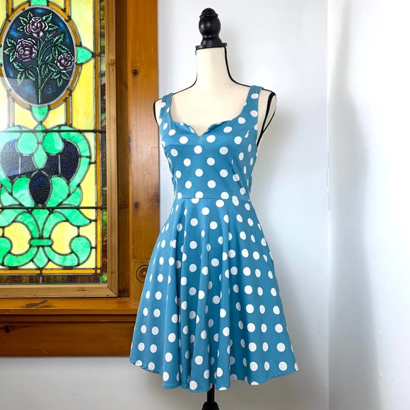 None Dresses & Skirts - Vintage 90s Pinup Rockabilly Polka-dot Mini USA Made Dress